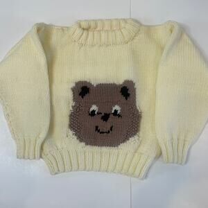 Handmade Unisex Teddy Bear Kangaroo Pockets Sweater Sz 8 (M)
